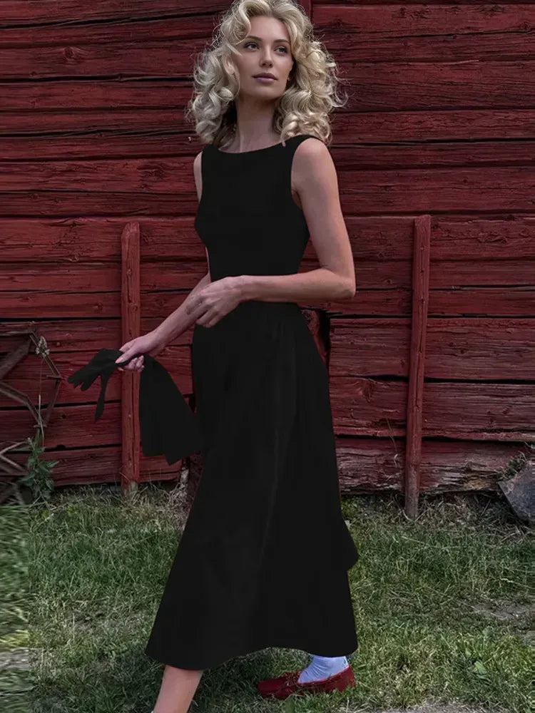 Robe Weitese dos nu, robe trapèze longue pour femme, mode, sans manches, robe de soirée longue, taille haute, robe de bal, sans gants